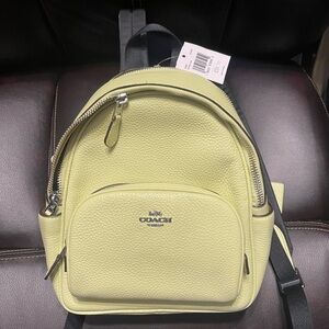 Coach Lemon Yellow Pebbled Leather Mini Backpack